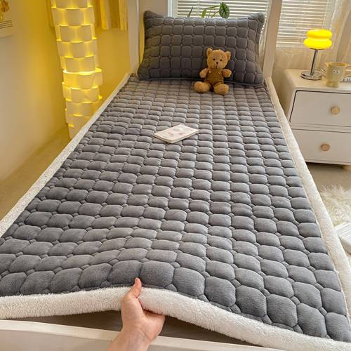 item picture 1 soft and comfortable milk mattress protector thin mattress pad high quality flannel y fiber fabric quilted mattress pad and breathable autumn winter bedding for single double beds mattress cover
