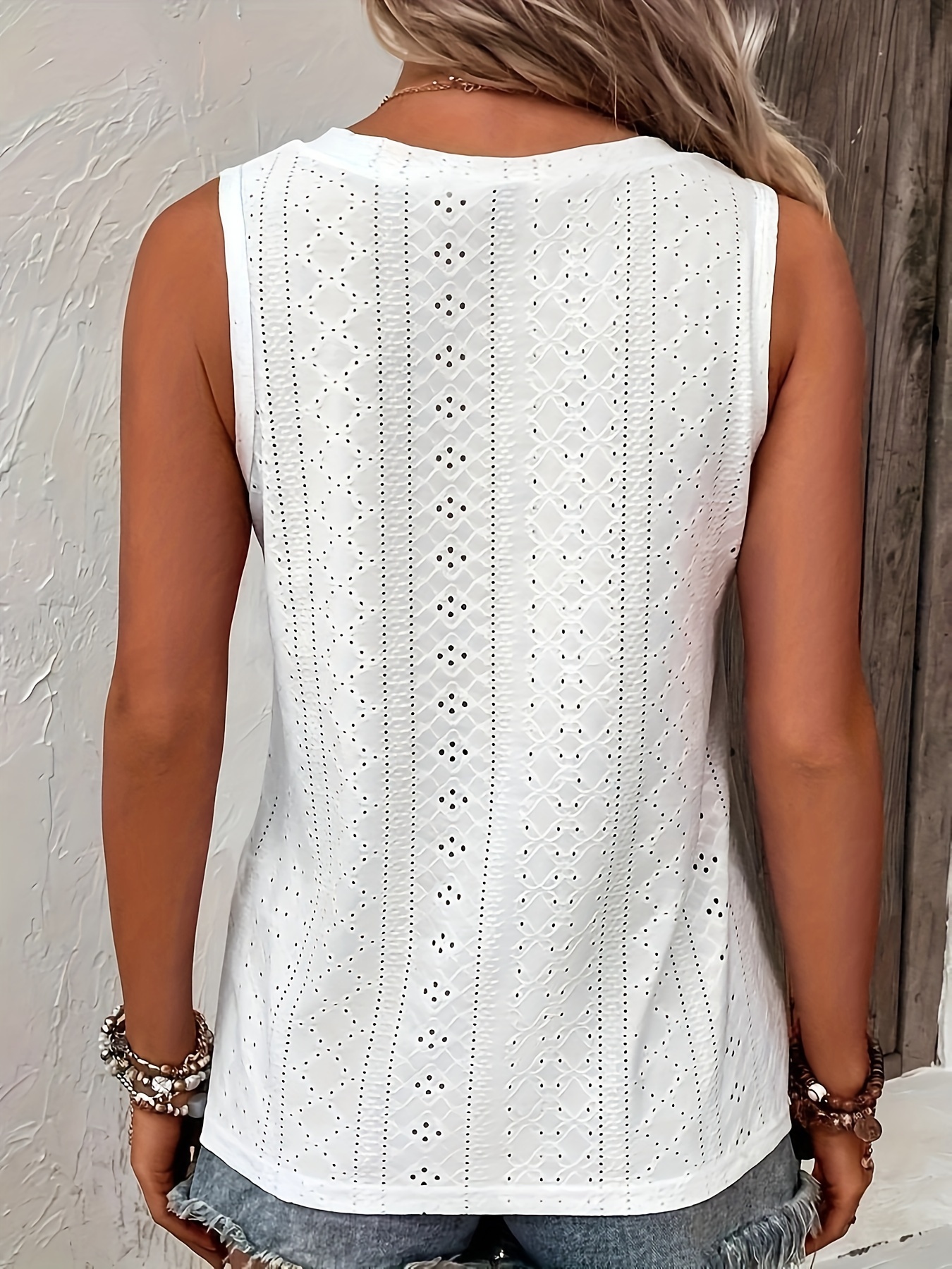 Women'S Plus Size Sleeveless Black Top with Fake Buttons - Casual V-Neck, Stretchy Fabric for Spring & Summer, Weekend Casual Wear, Casual Wear Top|Vneck Top|Stretchy Fabric