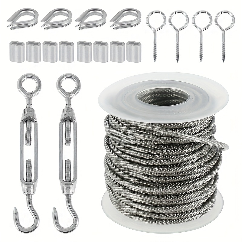 TEMU Pvc Coated Heavy Duty Cable Rope Garden Wire Cable Railing Wire Fence Roll Kits For Outdoor Tent Rope