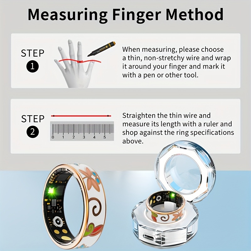 womens smart ring fitness sleep   with step distance calorie monitoring multiple sports   crystal charging case magnetic usb c charging fashionable engraving design high quality compatible with ios   perfect gift for women fitness tracking accessory elegant accessory durable touchscreen Product details 3
