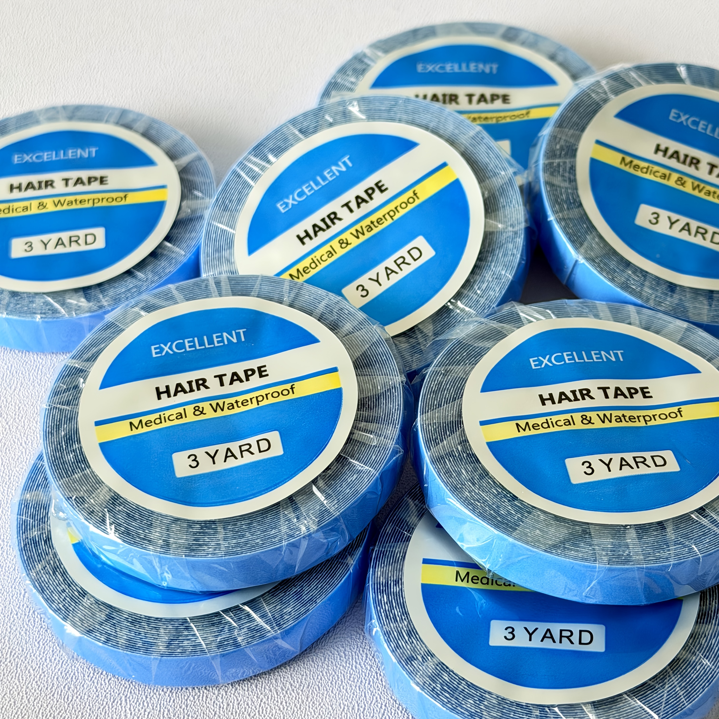TEMU 10 Rolls (3 Yards/roll) Waterproof & Sweatproof Wig Tape Suitable For Wig Extensions, Double-sided Adhesive Suitable For Hairpieces, Wig Bonding
