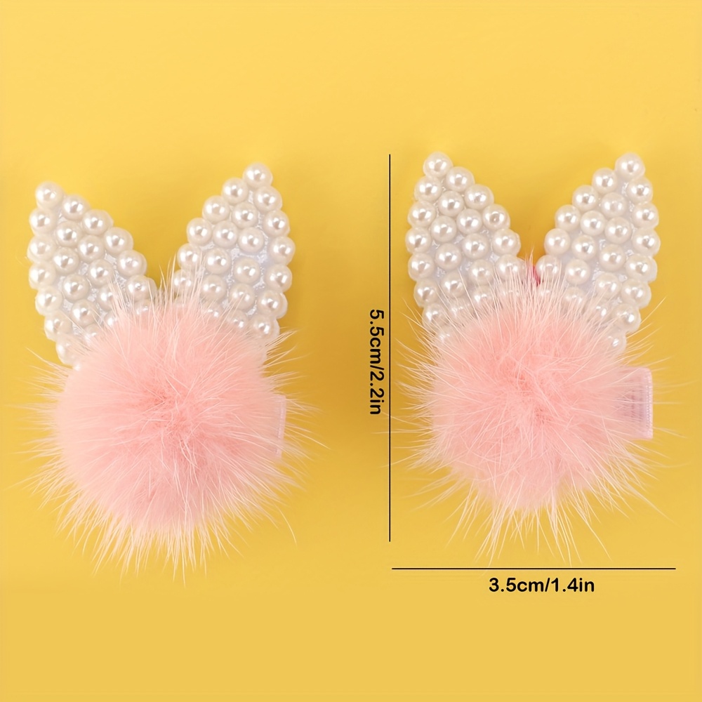 Image of 2pcs Cute Rabbit Head Hair Clips For Mini Flower With Rabbit Hair Barrettes All-inclusive Clips Hair Additions For Easter Gifts