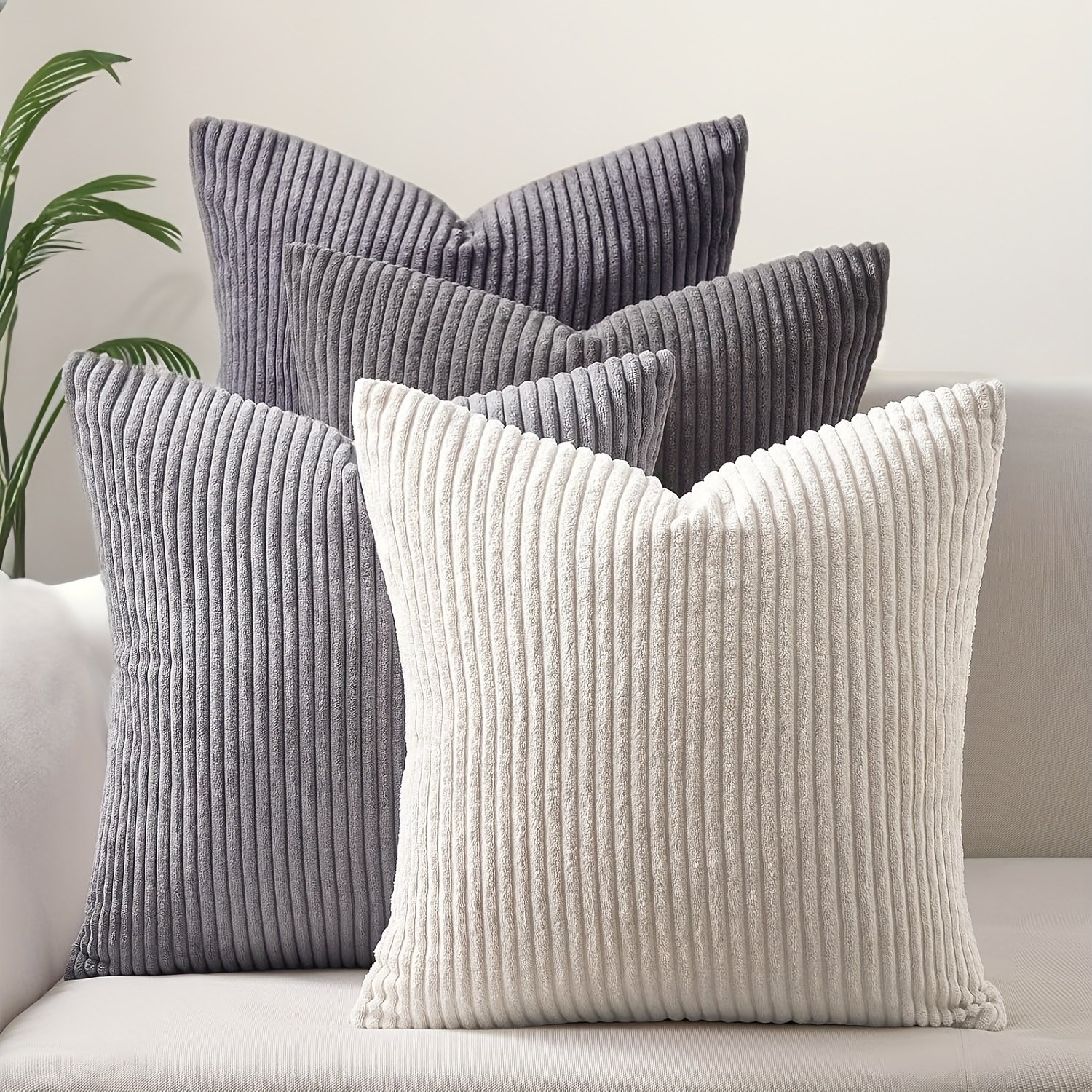 4pcs Farmhouse Decoration Corduroy Striped Gradient Series Square Pillowcase, Bohemian Western Modern Pillowcase For Bedroom Sofa Living Room Home Decor