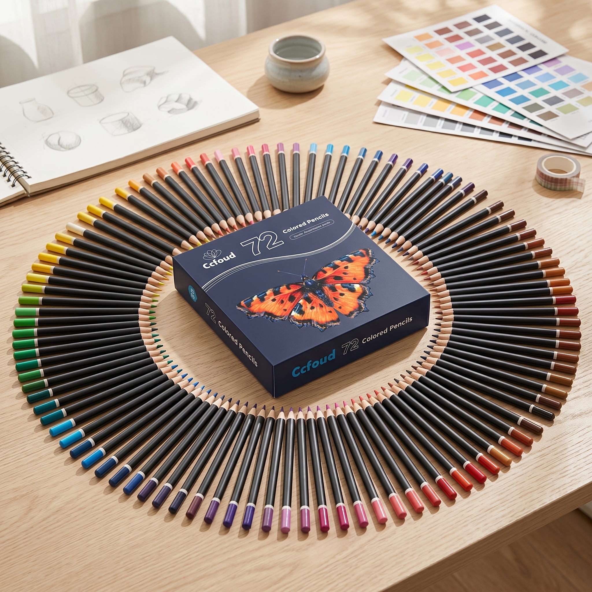 Image of 72-count Colored Pencils For Adult Coloring Books, Assorted Color Pencils For Drawing Sketching Shading, For Professional Artistic Use