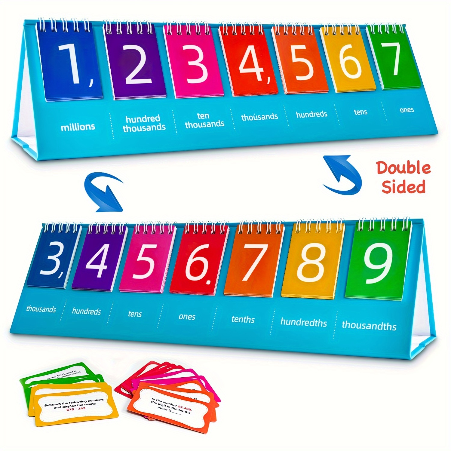 

1pc 7-digit Flip Calendar, With Independent Place Value Hanging Chart, Double-sided Integers And Decimals, Capable Of Calculating Millions Of Place Values. Learning Gift, With 70 Double-sided Cards.