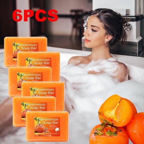 6pcs persimmon soap cold deodorizing soap suitable for cleaning hair face and body moisturizing and cleansing suitable for elderly unisex perfect gift body cleansing persimmon square soap