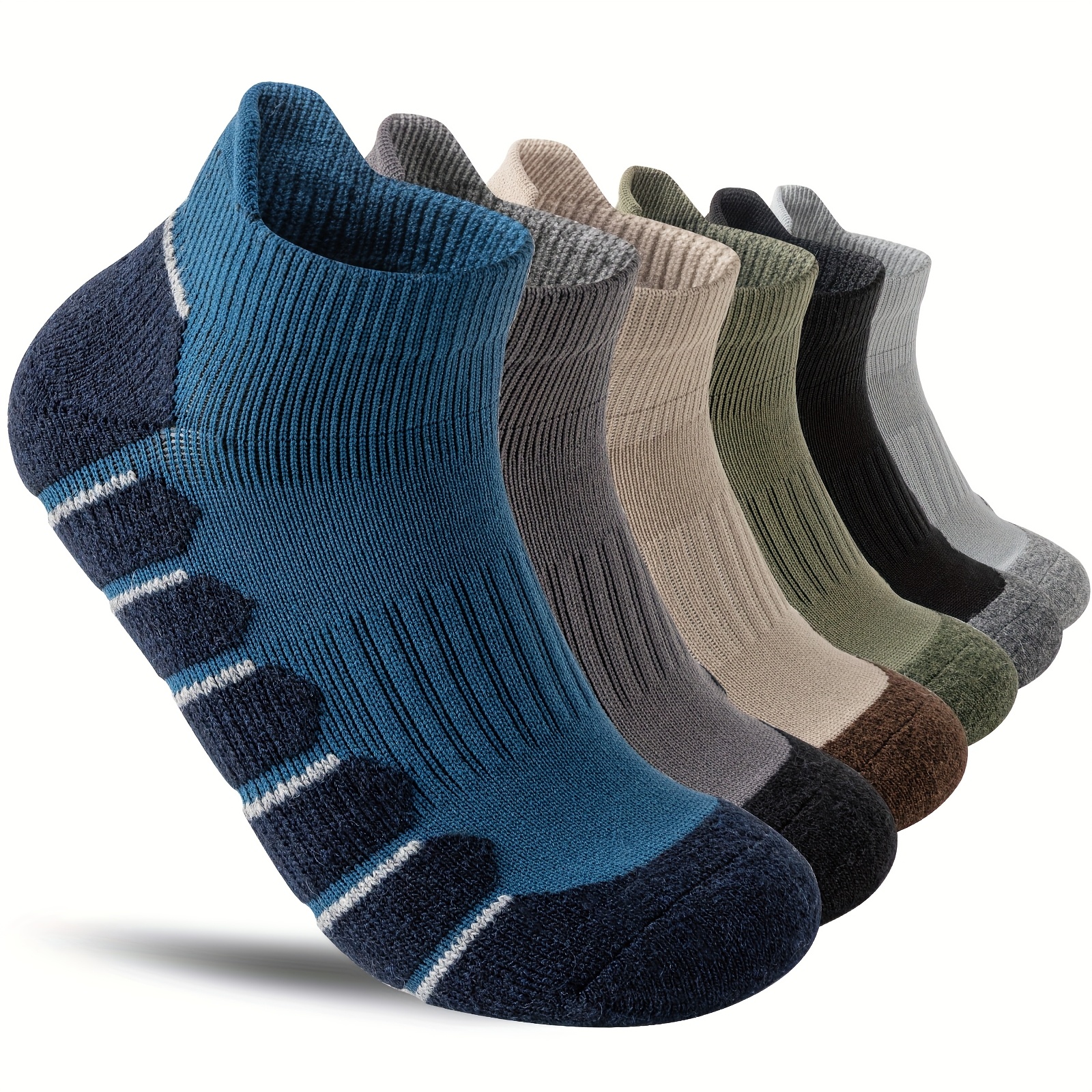 Image of 6 Pairs Of Hiking Running Ankle Wool Wool Socks For Men And Women Compression Support Sweat Absorbing Breathable Thick Cushion Low Cut Invisible Socks For Festival Gift Sock