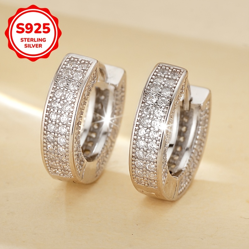 Women's S925 Silver Earrings with Square Synthetic Zirconia