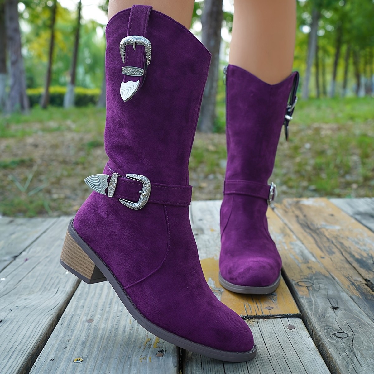 Purple flat boots hotsell