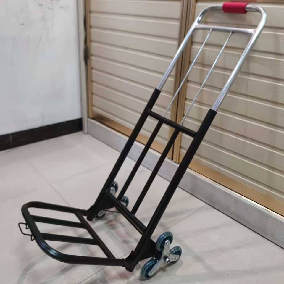 Portable Heavy-Duty 1pc Hand Truck with Wheels - Foldable Stair Climbing Design, Adjustable Buckle Gear for Easy Lifting & Carrying, Ideal for Moving and Shopping, Iron Construction, 26.7