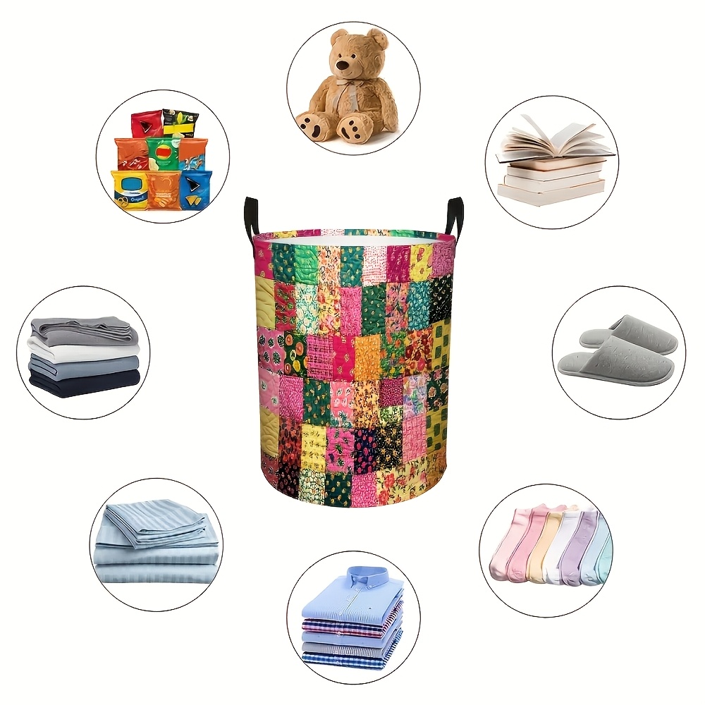 TEMU 1pc Colorful Large Capacity Storage Basket, Large Capacity Open Laundry Basket And Storage Box, Suitable For Bedroom, Bathroom, Laundry Room,