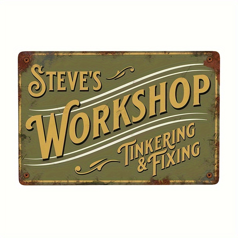 

1pc Metal Workshop Sign - Metal Wall Decor For Garage Or Shed, Vintage-inspired Tin Plaque, Pre-drilled, Waterproof, Weather-resistant, 8x12 Inches