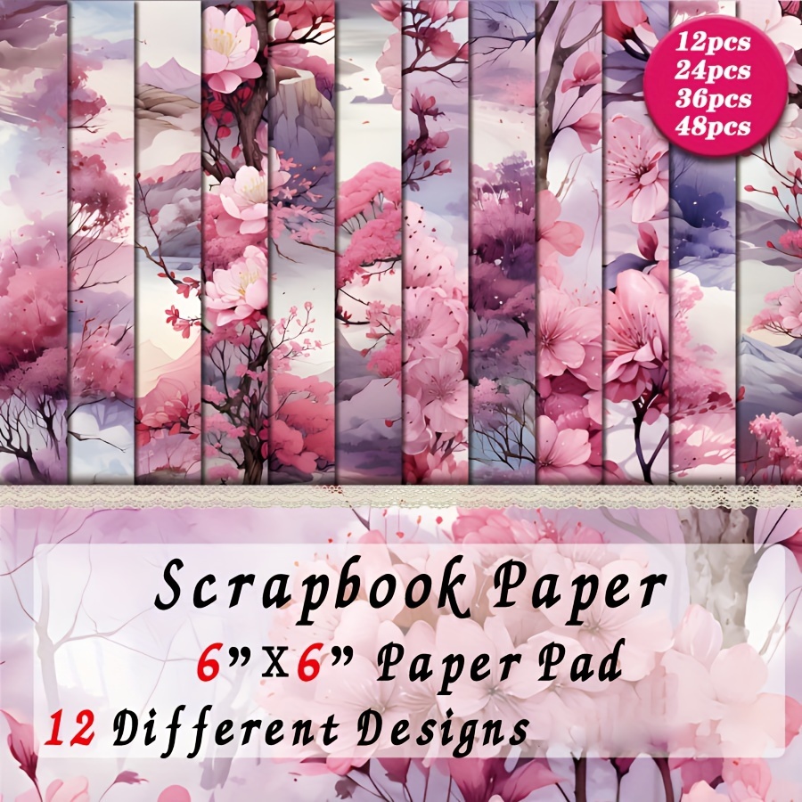 

Flower Paper Pad 6x6" - Artistic Craft Cardstock For Diy Projects, Decorative Backgrounds & Card Making Supplies, Junk Journal, Scrapingbook Craft, 12pcs/24pcs/36pcs/48pcs