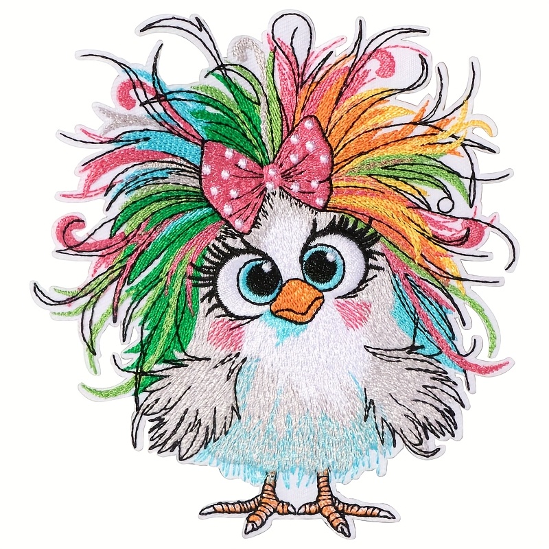 TEMU 1pc Funny Crazy Chicken Embroidery Iron-on Patch