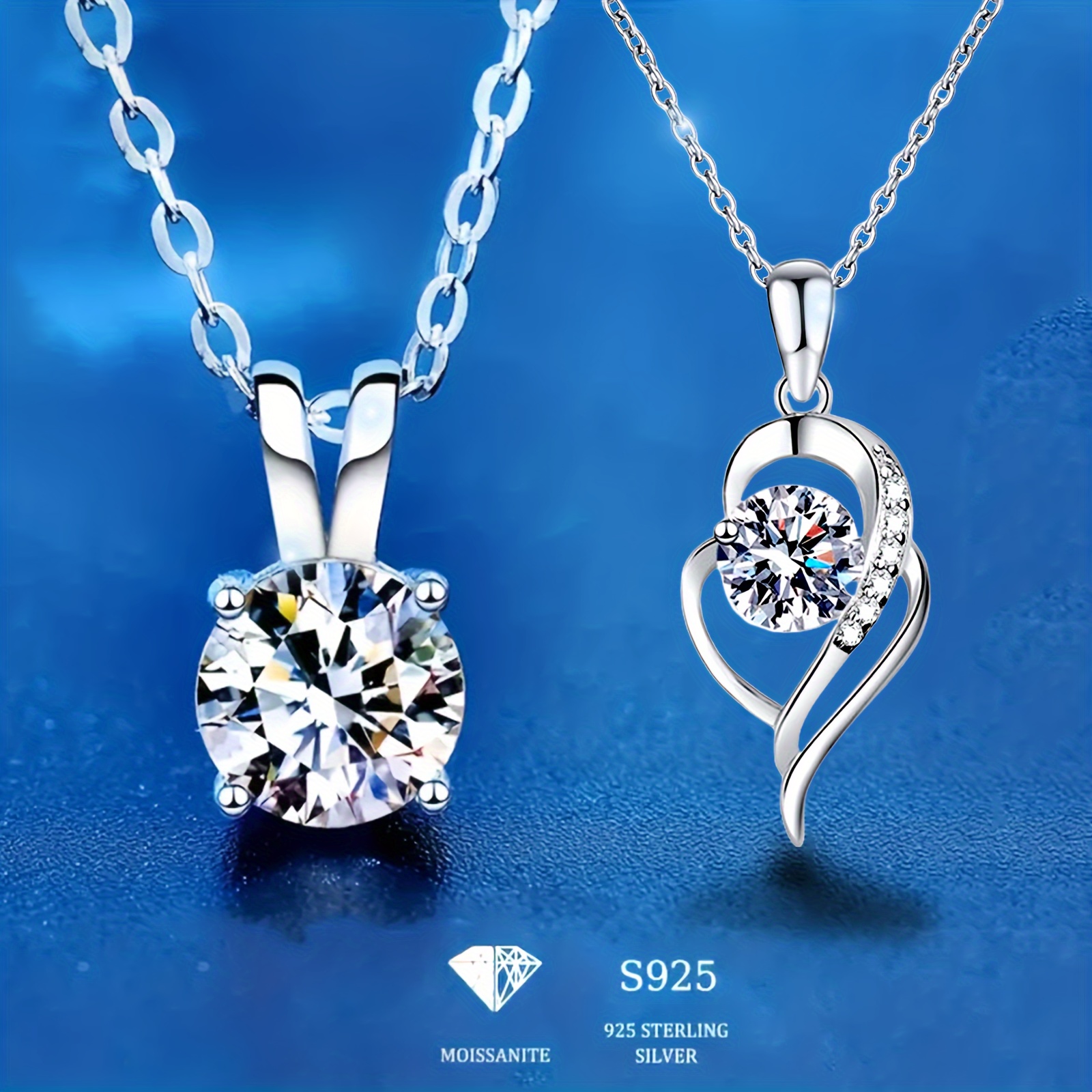 

2 S925 Silver Delicate Moissanite Pendants For Women Are Perfect For Parties And Weddings And Are Also Perfect Gifts For Mothers And Friends