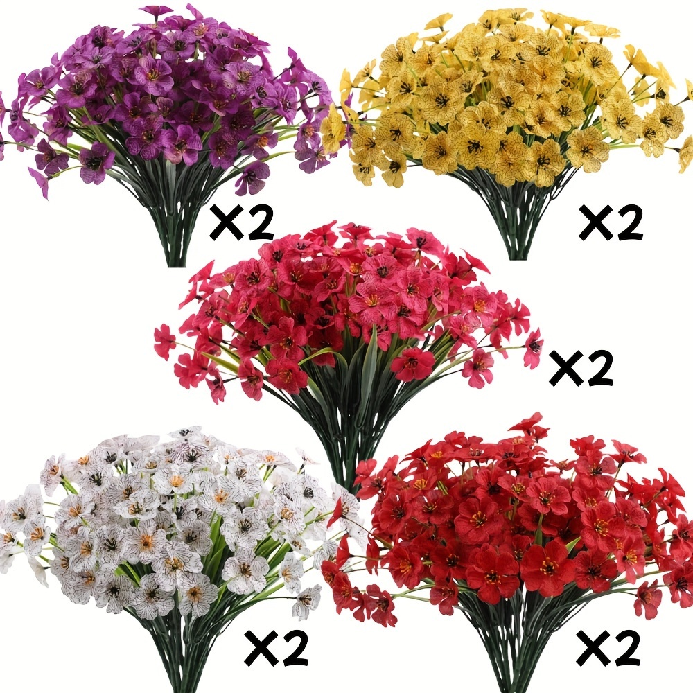 TEMU 10 Bundles Outdoor Artificial Flowers, Uv Resistant Fake For Indoor Outside Hanging Plants Garden Patio Porch Window Box Home Wedding Farmhouse Decor, Halloween Home Decor