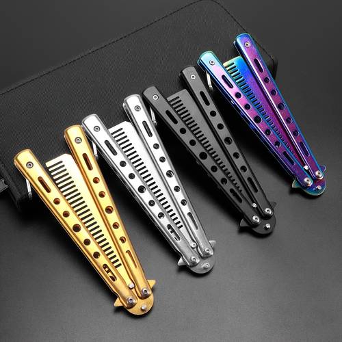 1 stylish and practical stainless steel folding comb portable sturdy teeth durable handle stainless steel comb in 4 different colors
