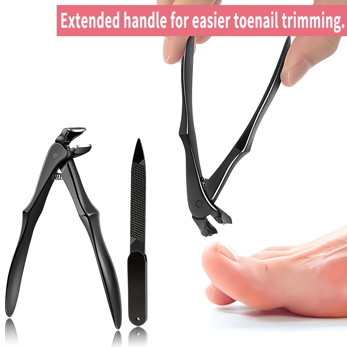 Extra-Long Handle Nail Clippers for Thick Nails