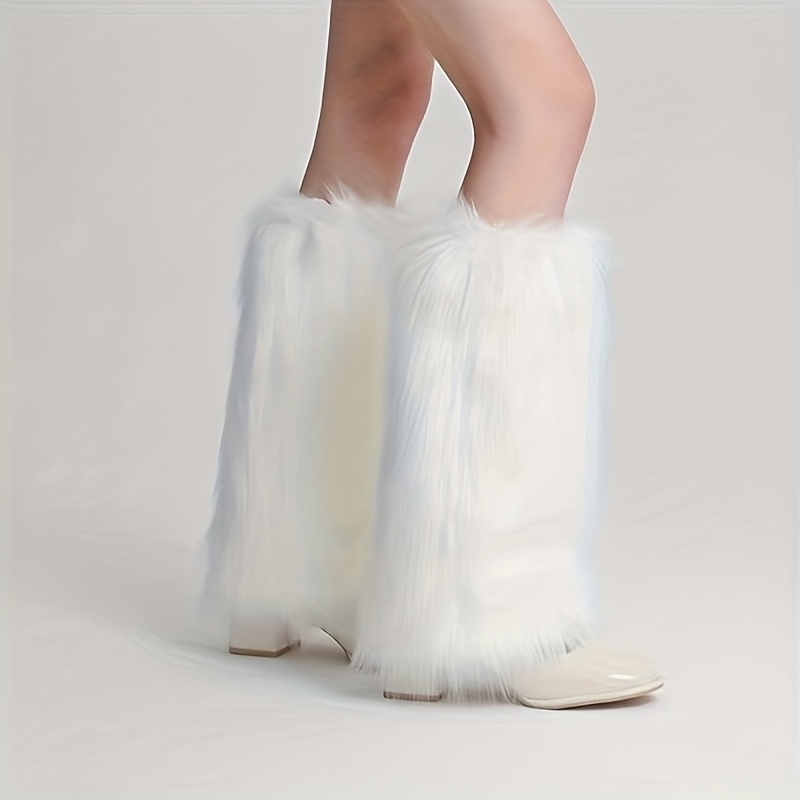 TEMU White Plush Socks Women's Autumn And Winter Thickened 24 Autumn Leg Cover Jk Hot Medium Tube Calf Pile