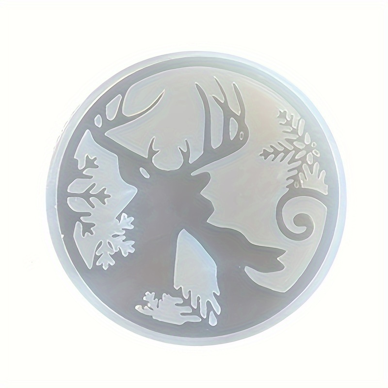 Image of Christmas Epoxy Silicone Mold Coaster Elk Series Christmas Tree Decoration
