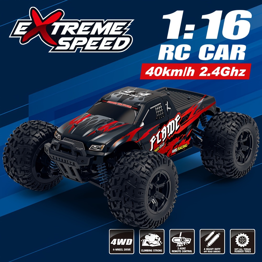 

Car 1:16 Scale Rc Car, 4x4 40 Kph Rc Truck, 2.4ghz Remote Control Truck Truck For Adults Kids Halloween Christmas Gifts