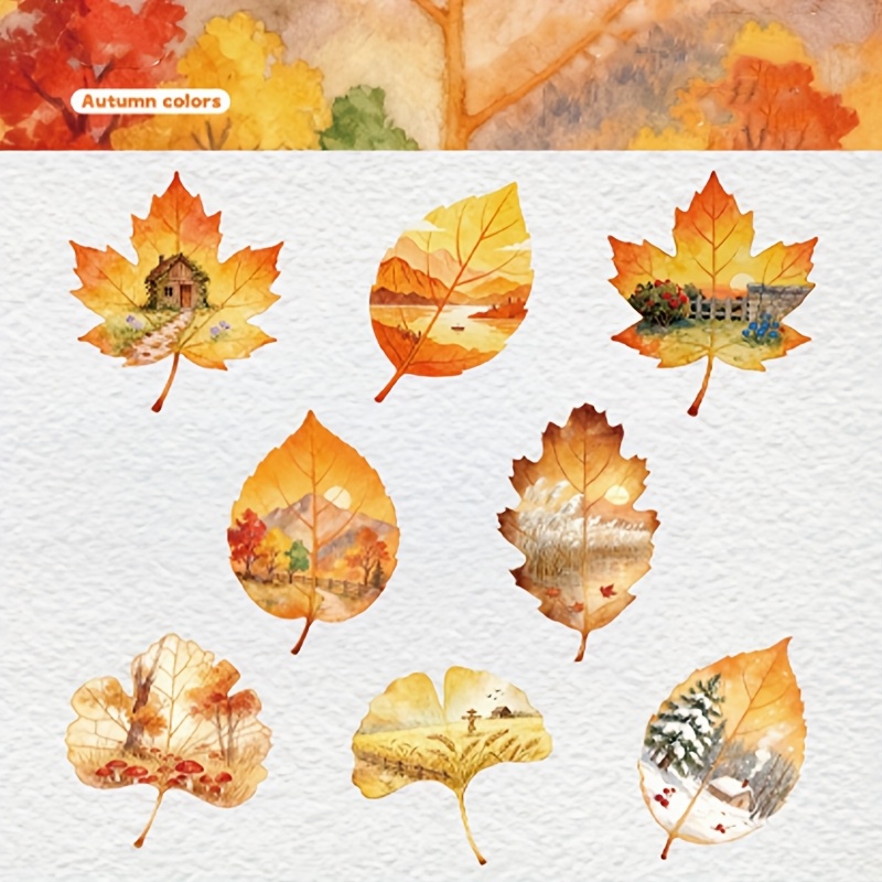 1 Pack, Sticker Scenes On Leaves, Exquisite Patterns For Creative Ideas To Decorate Journals And Photo Frames. For Diary Enthusiasts And Planner Users.