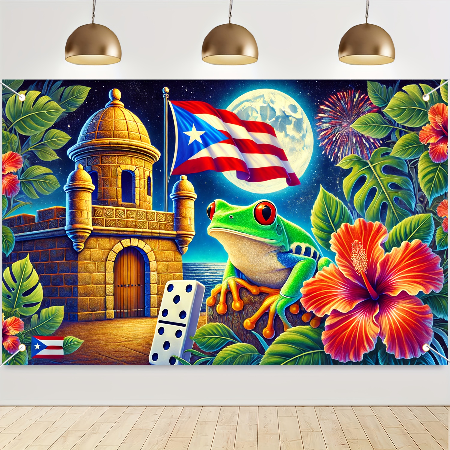 

Puerto Fiesta Banner - Tropical Frog & , Polyester Party Decor, 70.84" .31", Celebrations