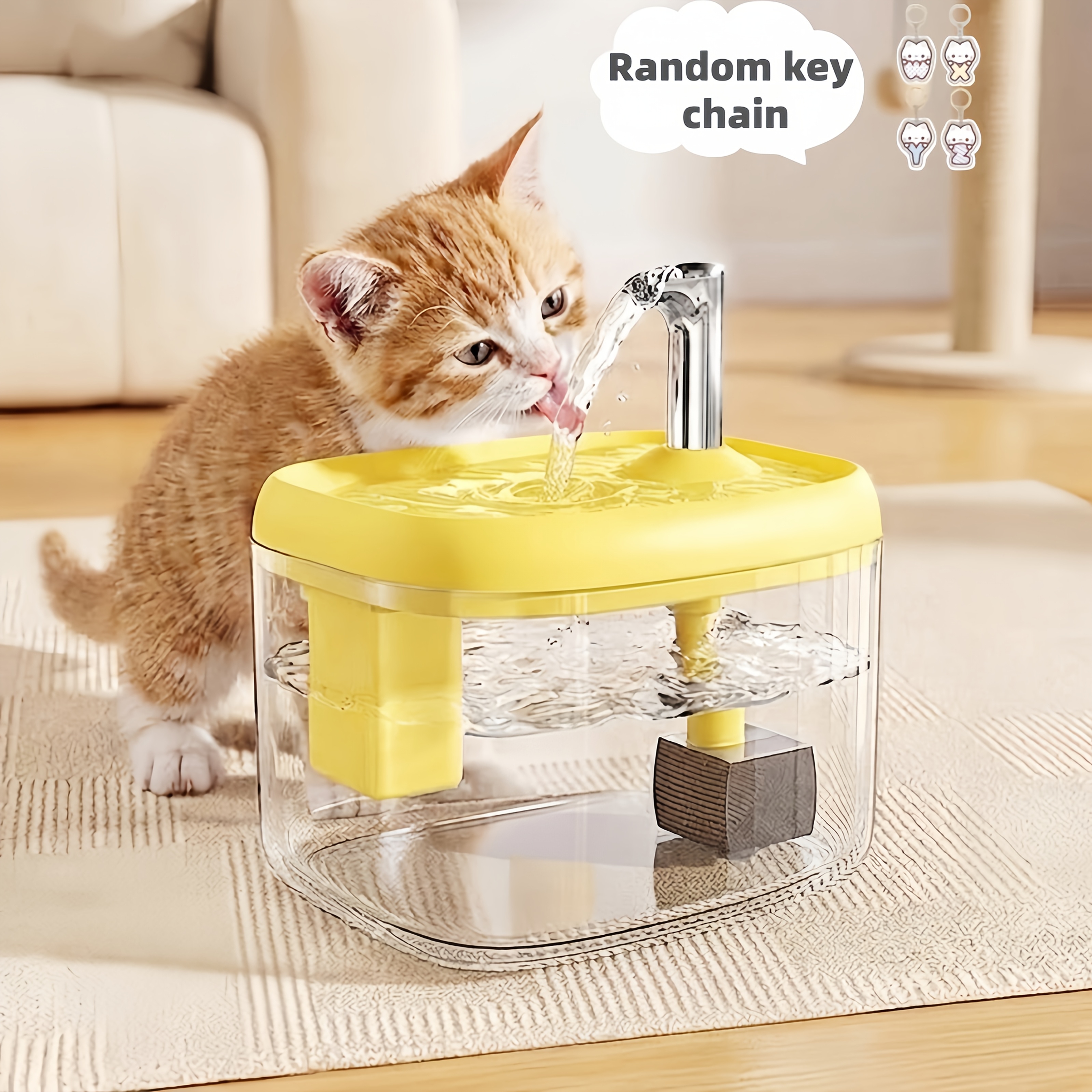 TEMU Water Fountain, Cat Water Dispenser With Filtration System, Suitable For Cats, Companion For Home And Travel, Easy To Clean And Usb Powered,