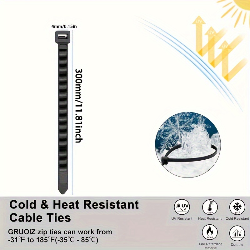 TEMU Kit de 100 de nylon resistentes para organización de cables, color negro - Francia