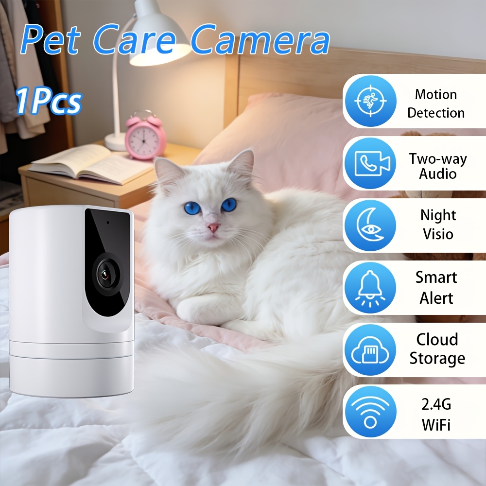 1pc Ease Security Camera Indoor, 1080p Pet Camera, Pet Camera With Phone App, Flexible Installation, Motion Detection, 2-way Audio, Ir Night Vision