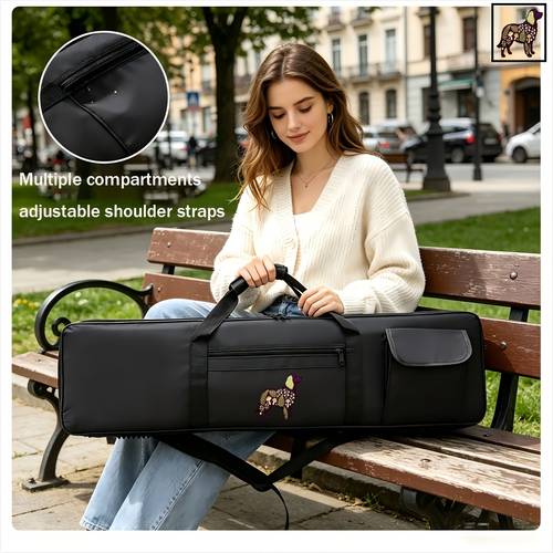 Artikelbild . unisex multifunktionale elektronische keyboard-tasche mit atmosphäre, instrumentenkoffer mit großem fassungsvermögen, aufbewahrungstasche, tragbarer rucksack, handtasche, -aufbewahrungstasche, schutztasche, dunkles sternenmuster, anthropomorphes, hundförmiges 2d-druckdesign