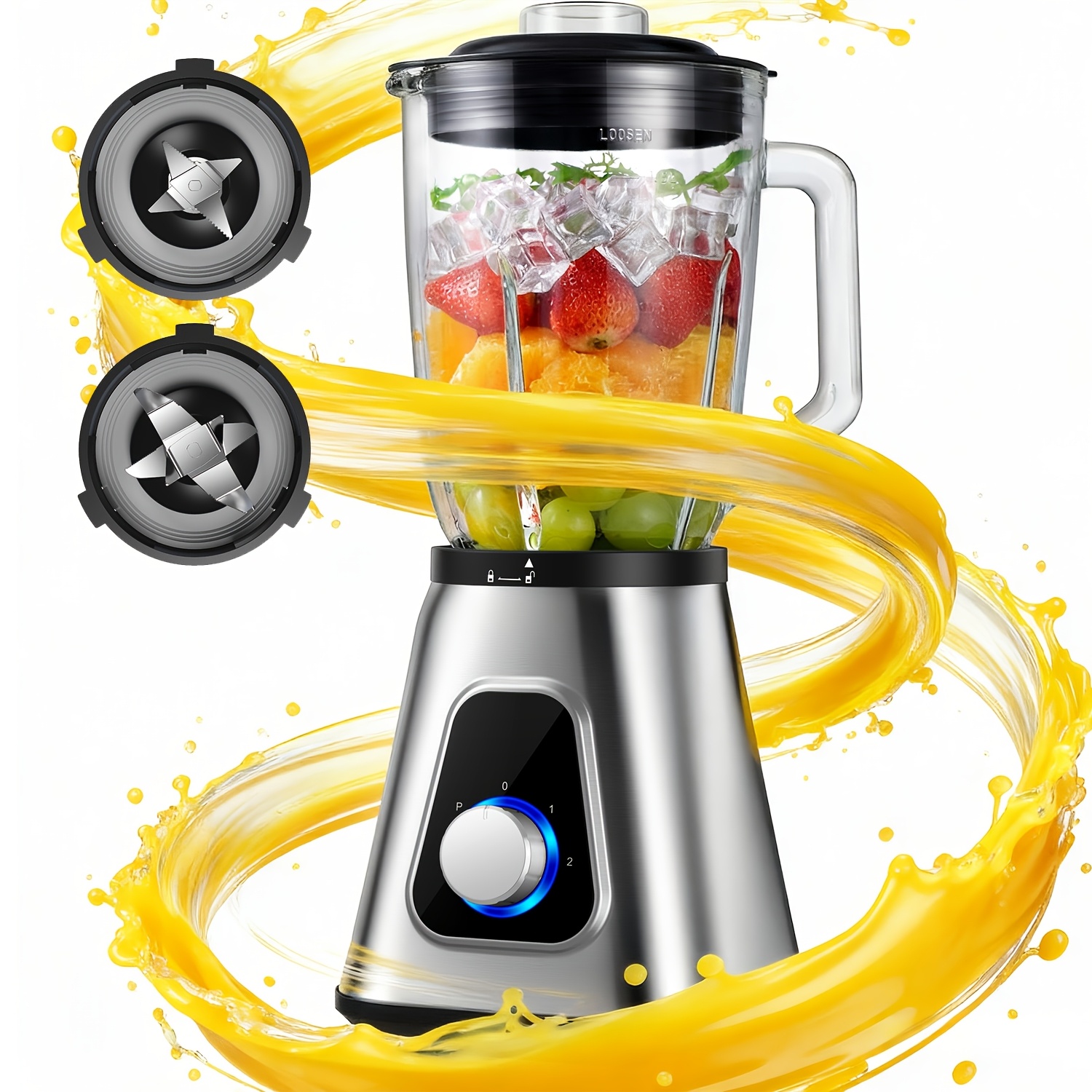 TEMU Frullatore Mixer 2 in 1 Combo Frullatore per , in Vetro da 1,5L per con Bicchiere da Viaggio da 650ml, Frullatori a 3 Velocit�, Frullatore a per