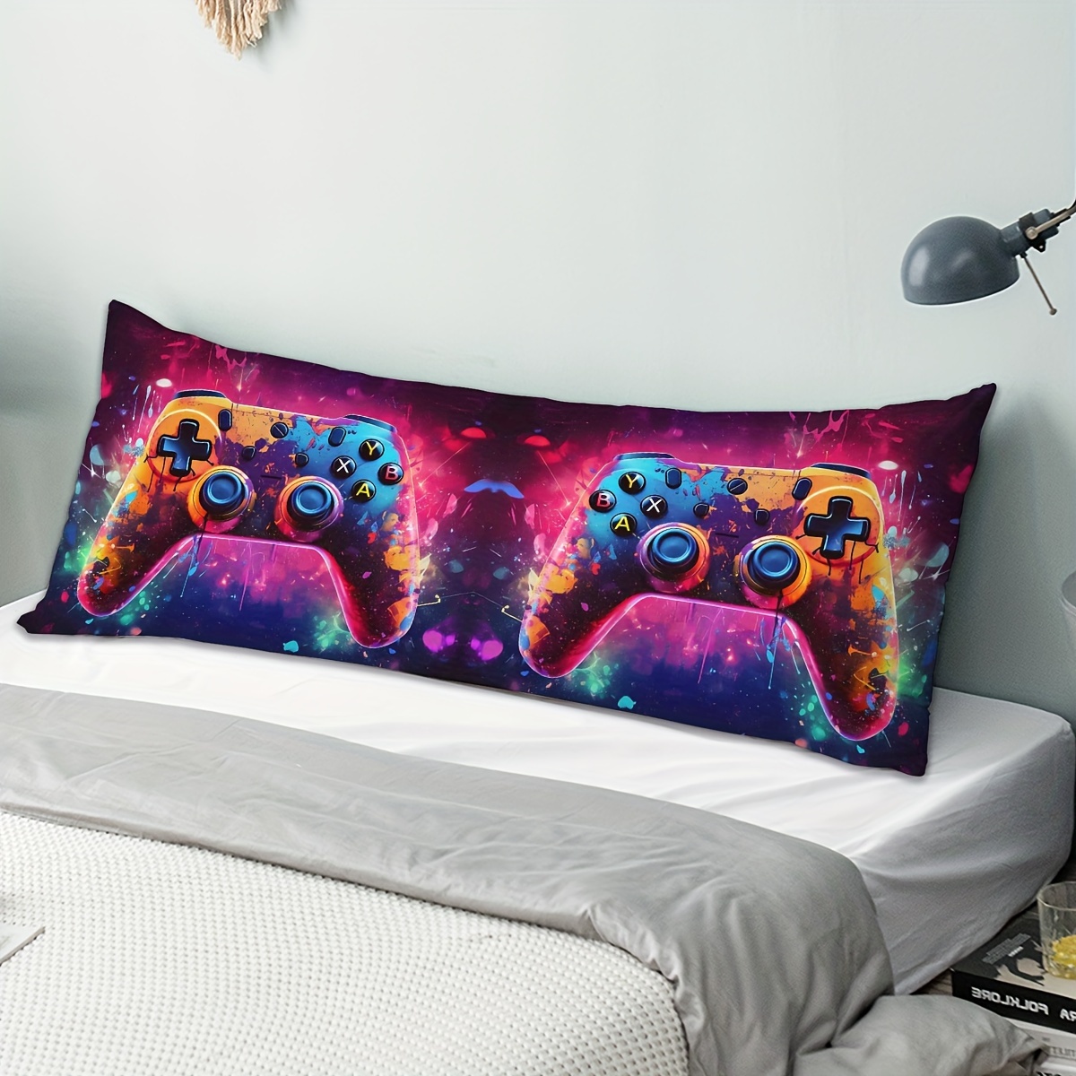 

Contemporary Game Controller Print Body Pillow Cover, 100% Polyester With Zipper Closure, Hand Wash Only, Woven Throw Pillowcase For Various Room Types - 1pc