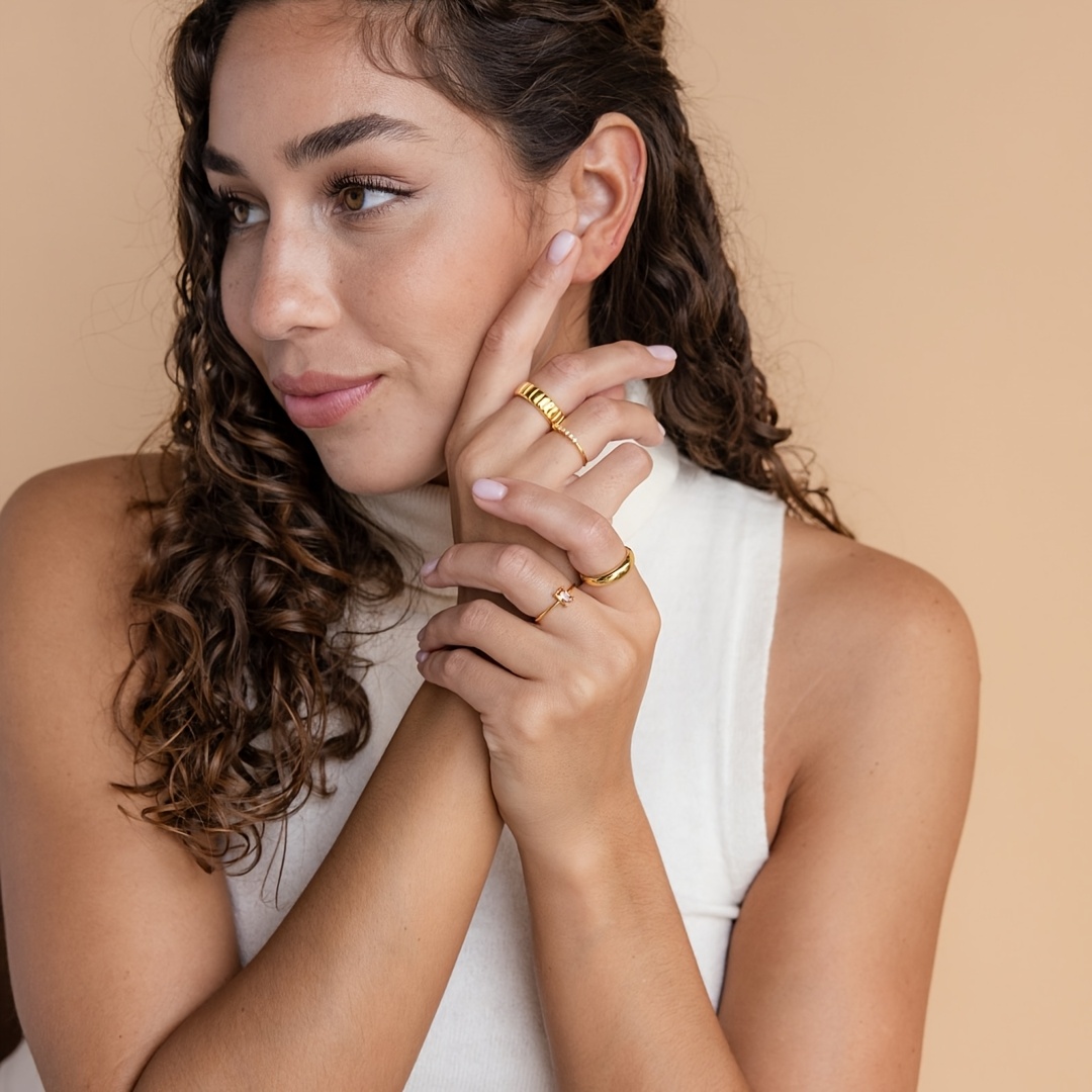 Copper Ring with Pink CZ Minimalist for Men and Women