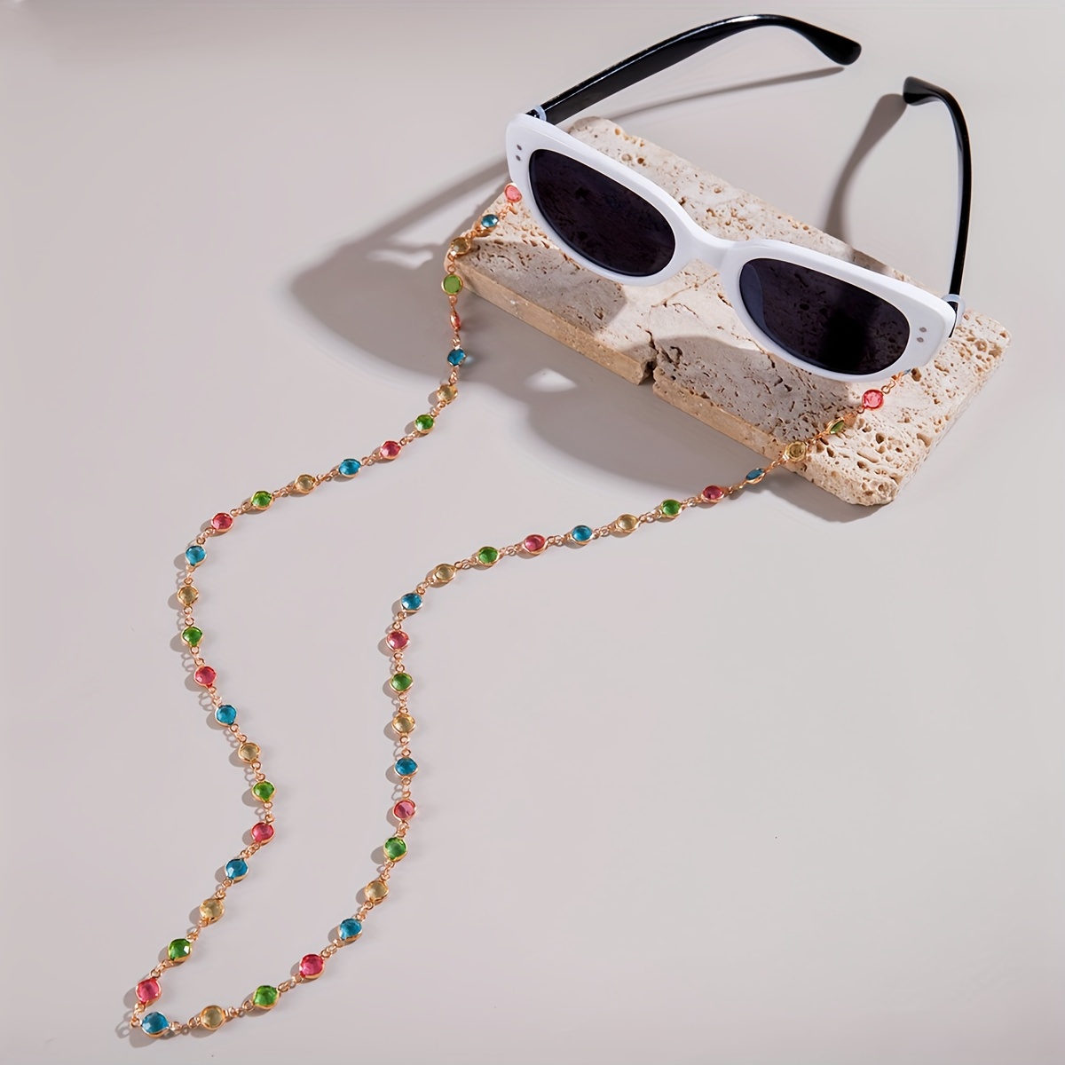 

1pc Fashionable And Personalized High-quality Alloy Inlaid Glass Beads Chain Glasses Chain Suitable For Women's Party Gifts