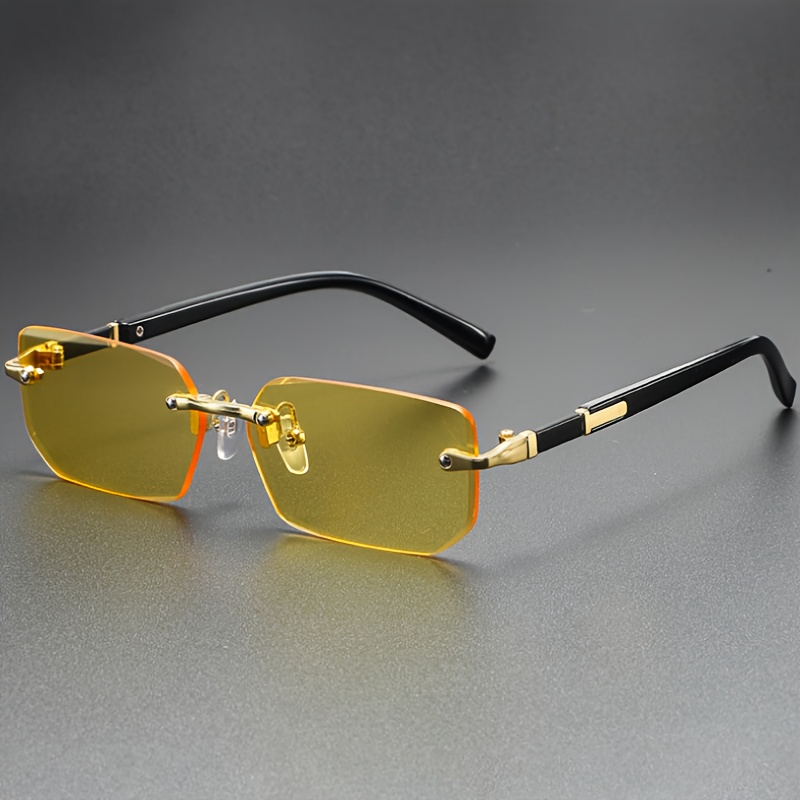 Luxe Executive Metal & Faux Wood Slim Half Rim Rectangular Clear Lens - Dweebzil