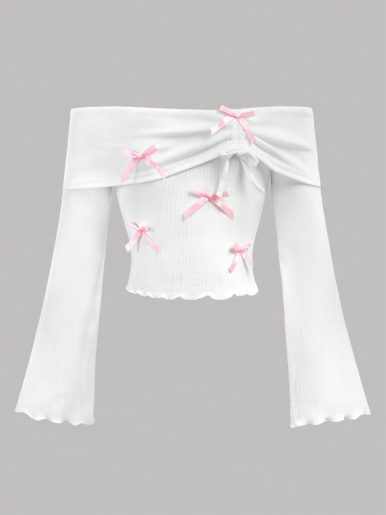 Girls' Off-Shoulder Bow Top – Elegant White Party Blouse