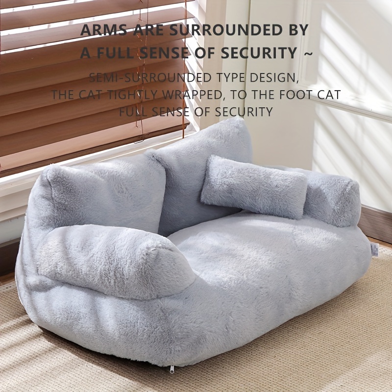   cozy plush pet sofa bed washable soft and warm rectangular   bed in mixed colors ideal for small to medium breeds comfortable   sleeping couch with removable polyester fiber fill Product details 1