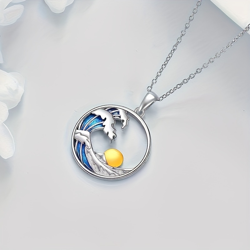 TEMU Elegant And Fashionable Ocean Necklace, Wave Pendant Necklace Beach, The Perfect Gift For Women