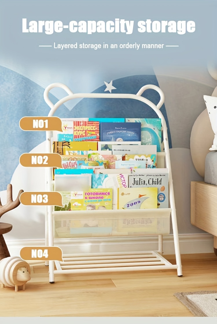 new   2025 unique bookshelf sturdy floor standing storage rack for book lovers   living room or bedroom magazine and decor display multifunctional organizer utility racks Product details 0