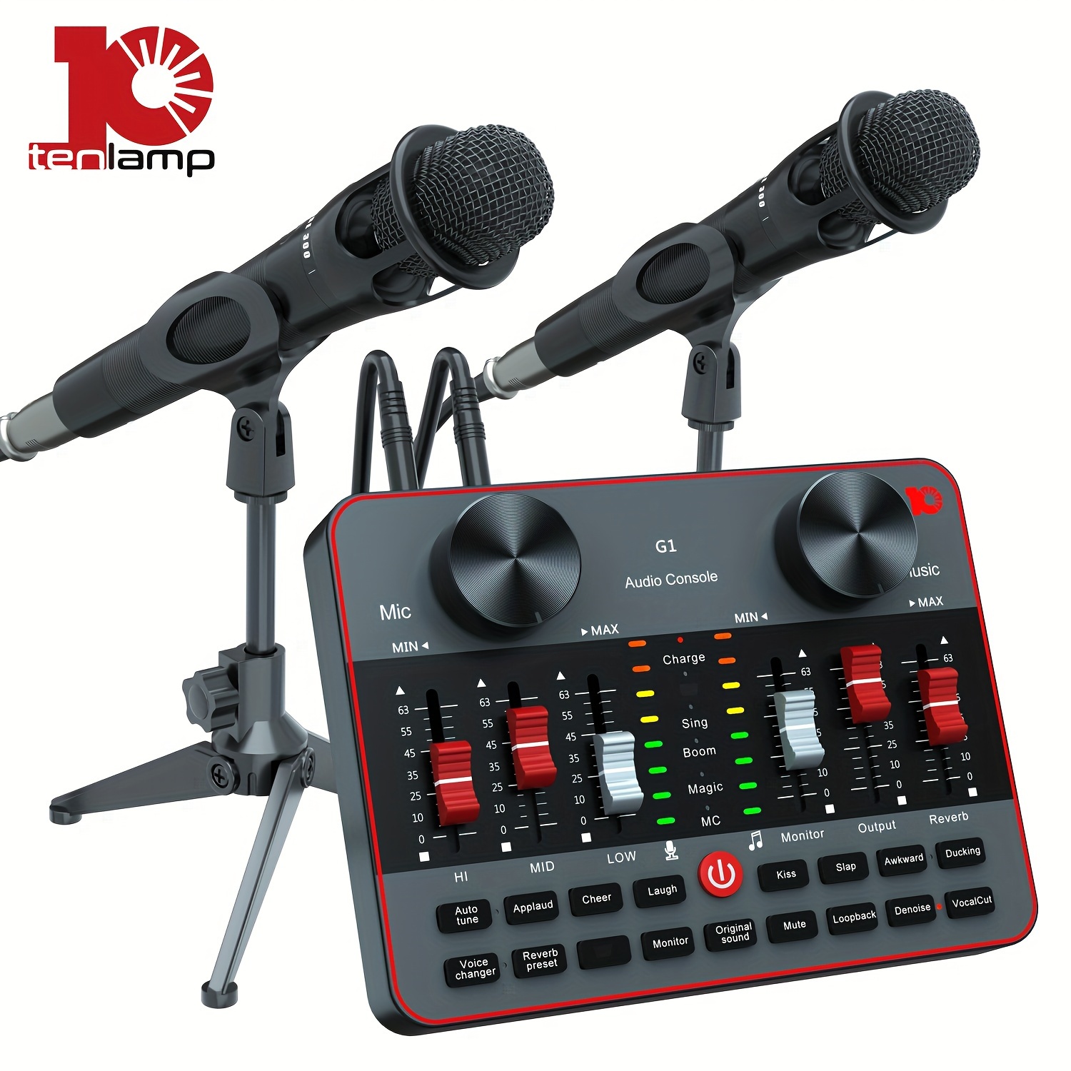 

Podcast Equipment Bundle, All-in-one Audio Interface Dj Mixer With 2 Condenser Microphones, Recording Studio Kit Live Sound Card For Singing Broadcast, Live Streaming, Gaming