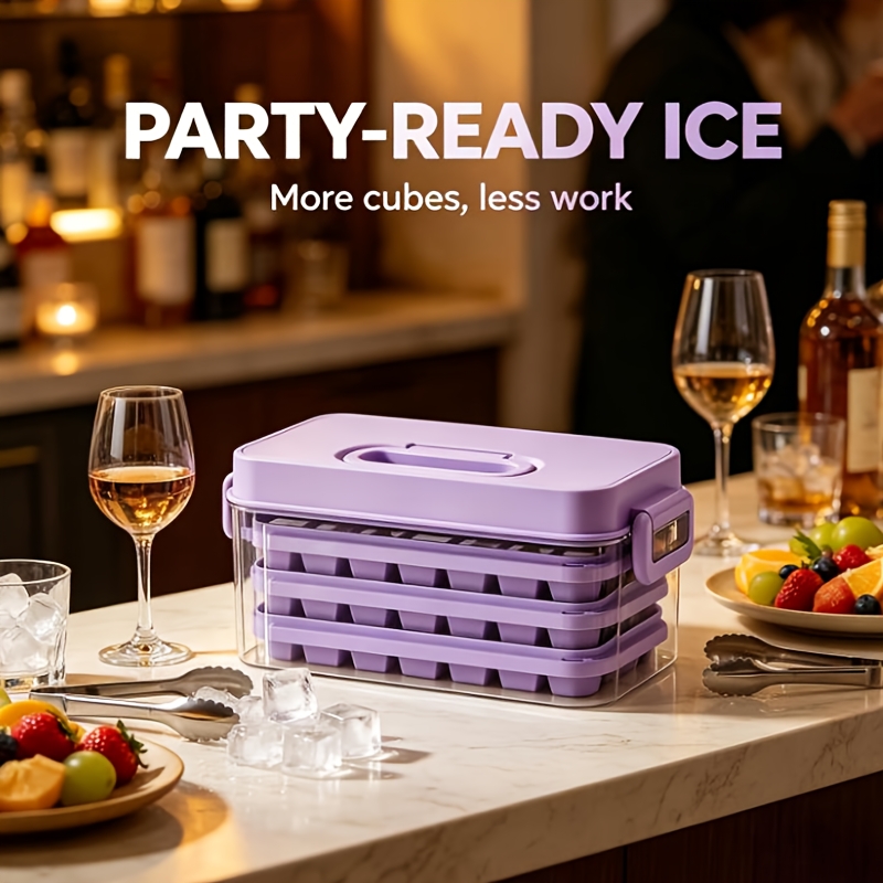 Quick-Release Ice Tray with Lid and Bin