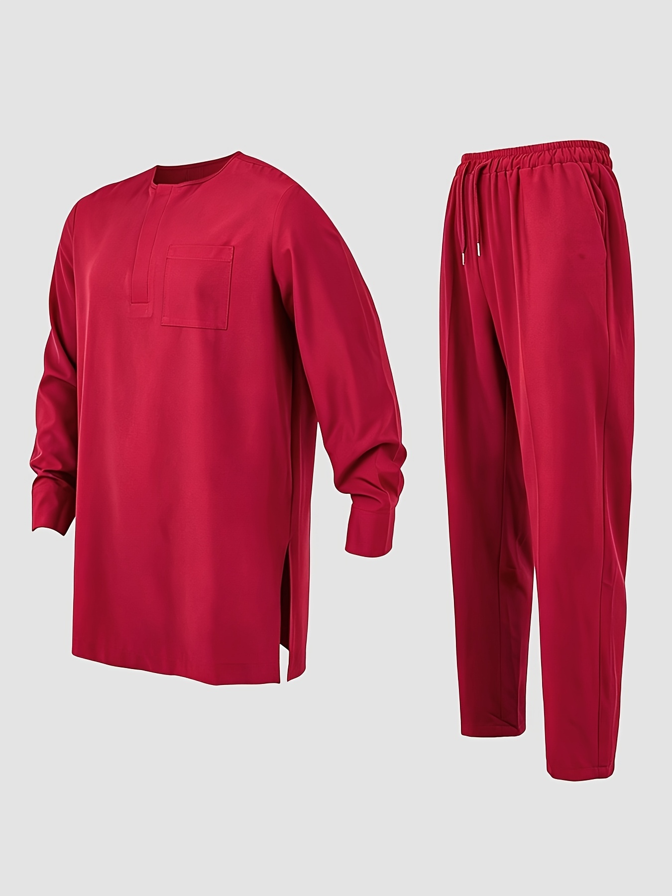 Men's Agbada 3pcs Set, Embroidered Pattern, Crew Neck, Hidden Buttons, Slit Hem with Pockets, Ethnic Pattern Robe, Long-Sleeve Shirt, Drawstring Elastic Waist Pants, Suitable for Banquets, Birthdays, Gatherings, Weddings, Holiday Celebrations, Dates