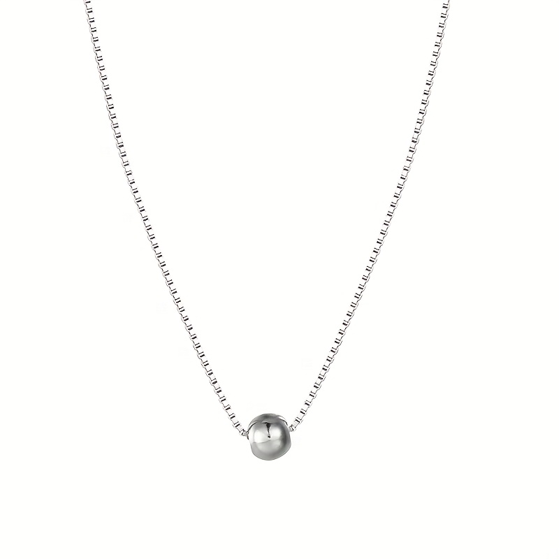 1pc Women's Fashion Necklace, S925 Sterling Silvery Small Bean Round Bead Collarbone Chain, Chic Y2K Minimalist Exquisite Personality Elegant New Choker Necklace for Daily Wear/Vacation/Valentine's Day, Birthday Gift, Hypoallergenic Sterling Silvery