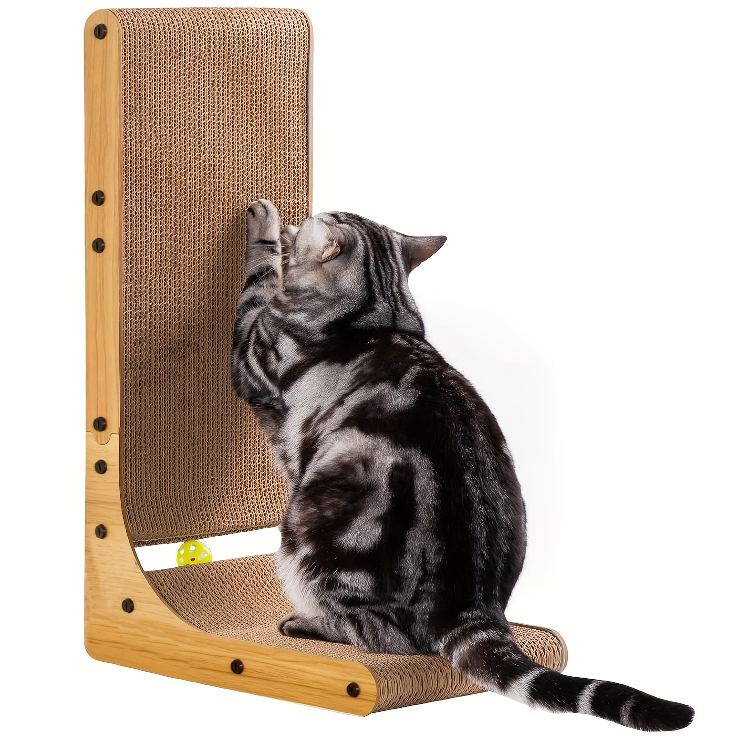 

Cat Scratcher, L Shape Cat Pad Wall Mounted, Cat Scratching Cardboard With Ball Toy For Indoor Cats, Large Size