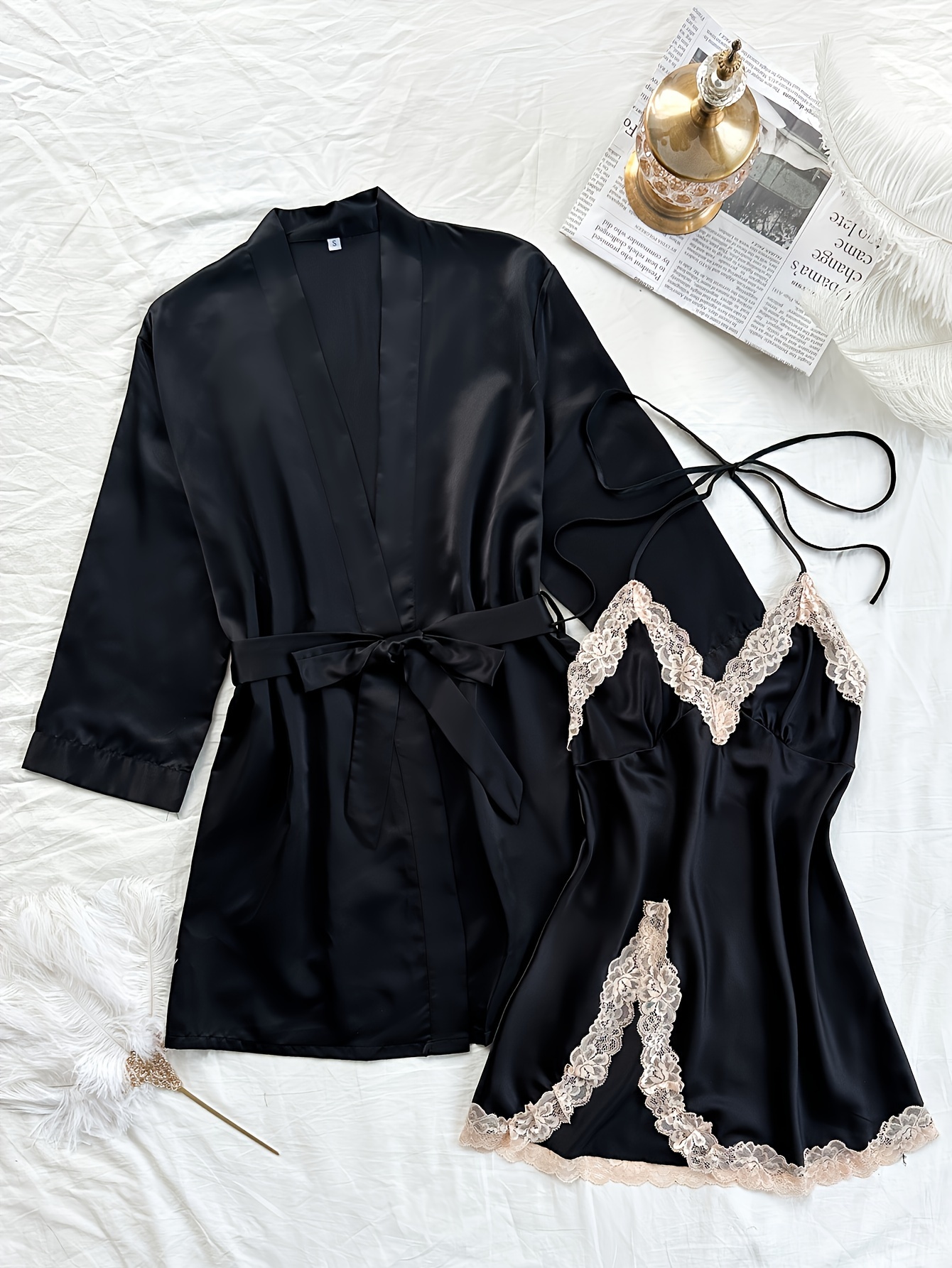 conjunto pijama sexy vestido tirantes encaje Temu Peru