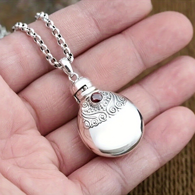 TEMU Antique Perfume Bottle Small Jar Pendant Open Hollow Necklace For Women's Birthday Party Elegant Pendant Jewelry