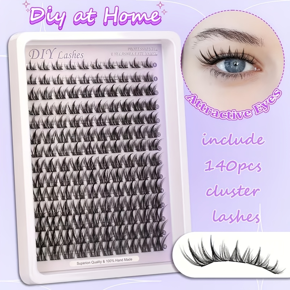 Image of Natural Anime False Eyelash Diy Eyelash Extension Set -140 Clusters, 8-16mm Mixed Length Role Playing Styling, Curling
