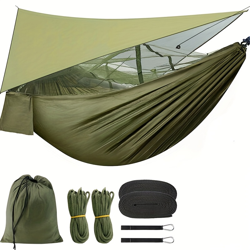 

2-person Camping With Built-in Mosquito Net & Tarp - Nylon, Easy Setup For Hiking, Backpacking, Travel - Green