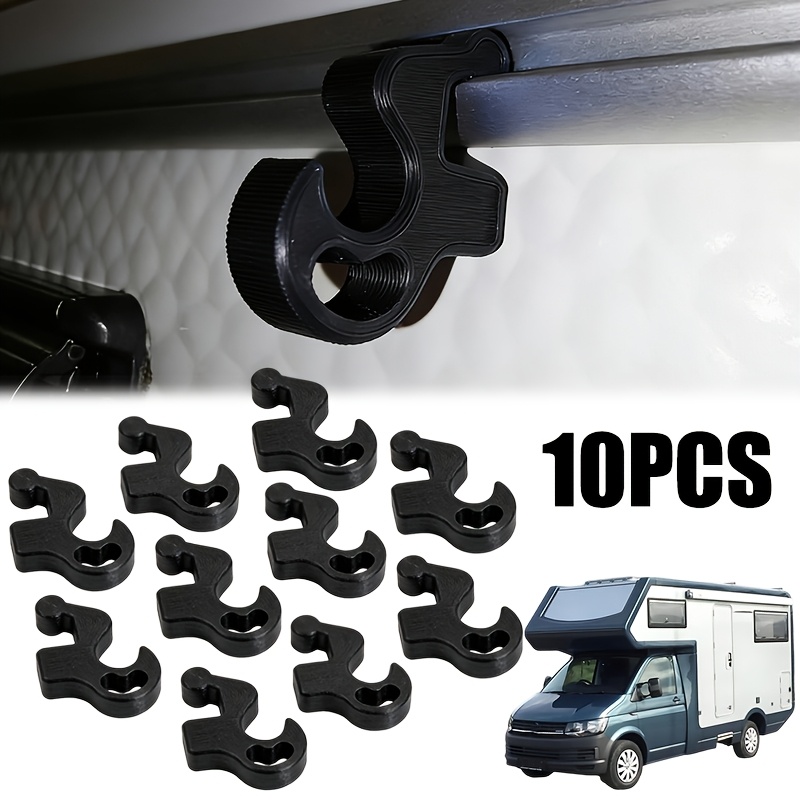 Image of 10pcs Heavy-duty Rv Track Hooks Suitable For Hanging, Installation With Adhesive/screw-mountable Trim , For All Rv/ Van/shower Door Hooks, No Drill Required For Ceiling/wall Storage Accessories